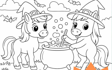 halloween-ponies-coloring-page-etsy-affiliate