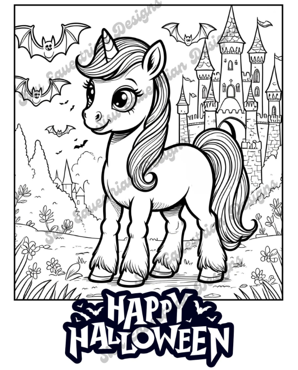 halloween pony coloring page from etsy