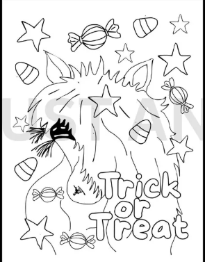 halloween pony coloring page from etsy