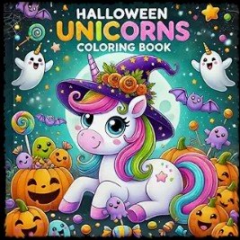 Halloween unicorns coloring book for kids on Amazon