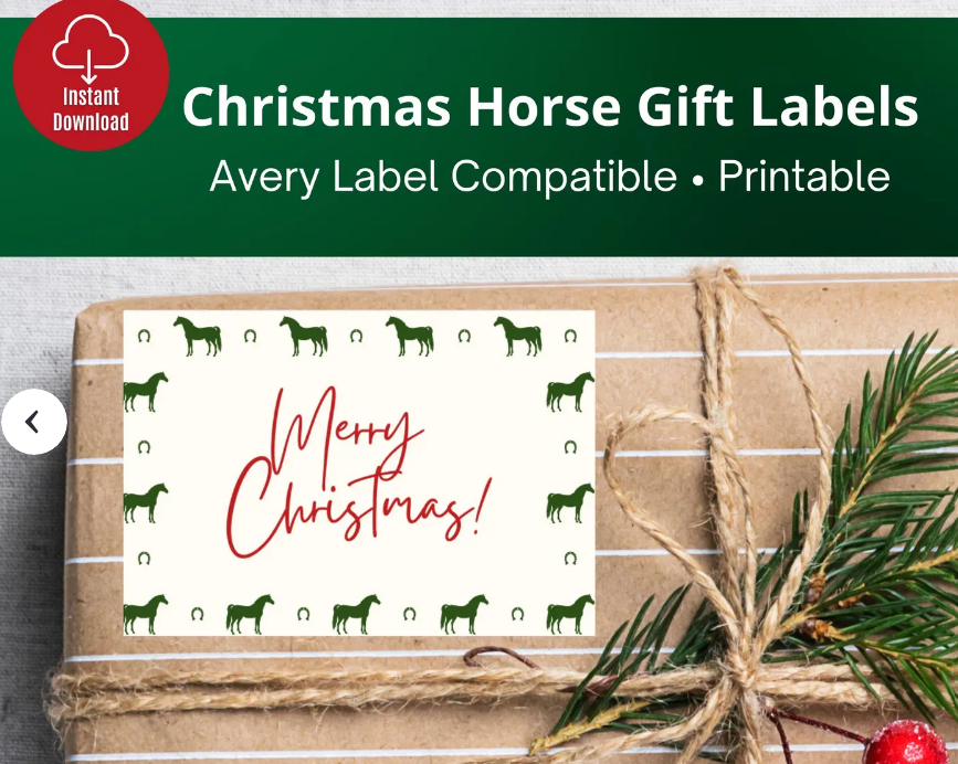 Horse Christmas Gift Labels printable holiday stickers