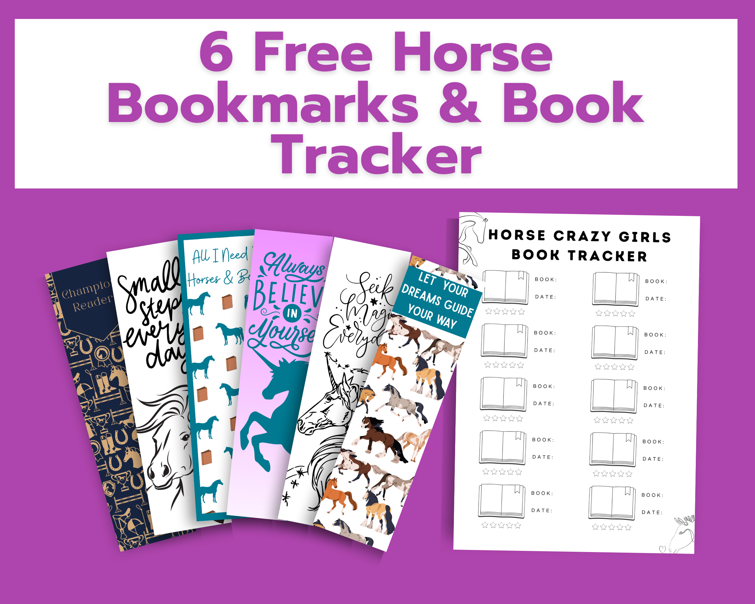 Horse Bookmarks and Book Tracker