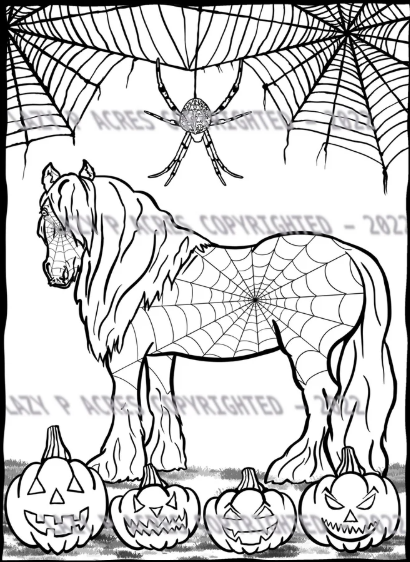 Etsy coloring page of halloween themed horse