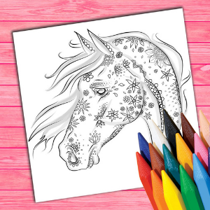 Sugar Candy Skull Horse Coloring Page for Teens and Young Adults