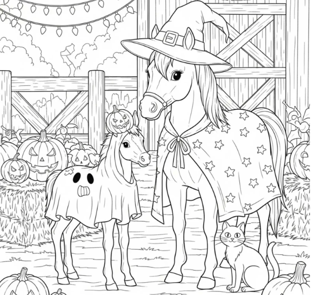 horse halloween coloring pages from Etsy