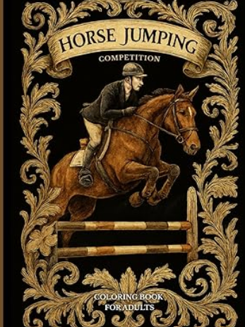 Horse Jumping Competition Coloring Book on Amazon