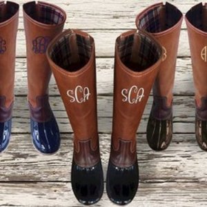 Tall Monogrammed Duck Boots for horse owners