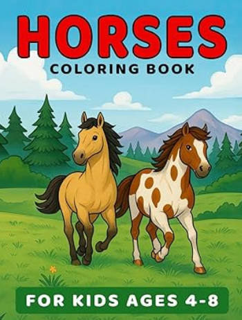 Horses Coloring Book for kids on Amazon