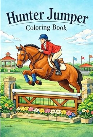 Hunter Jumping Horse Coloring Book on Amazon