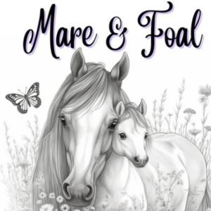 horse coloring page mare foal coloring etsy