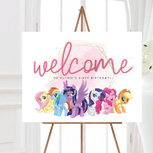 Watercolor Minimalist Welcome Sign for My Little Pony themed horse party