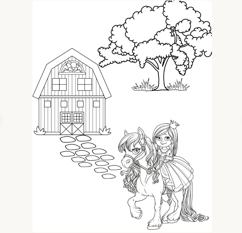 Princess and Horses Coloring Book for kids
