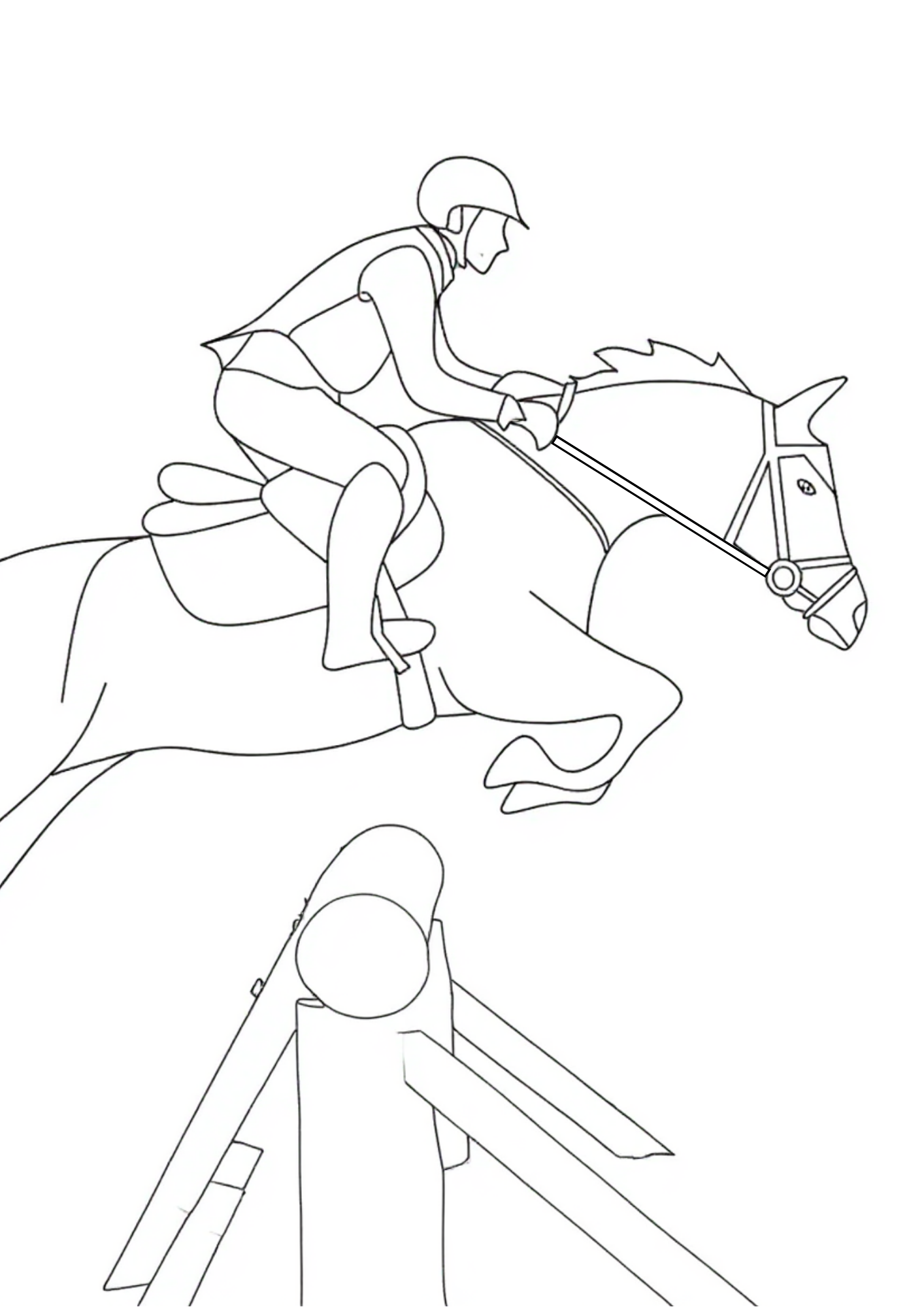 Simple cross country horse jump coloring page accessible for younger kids